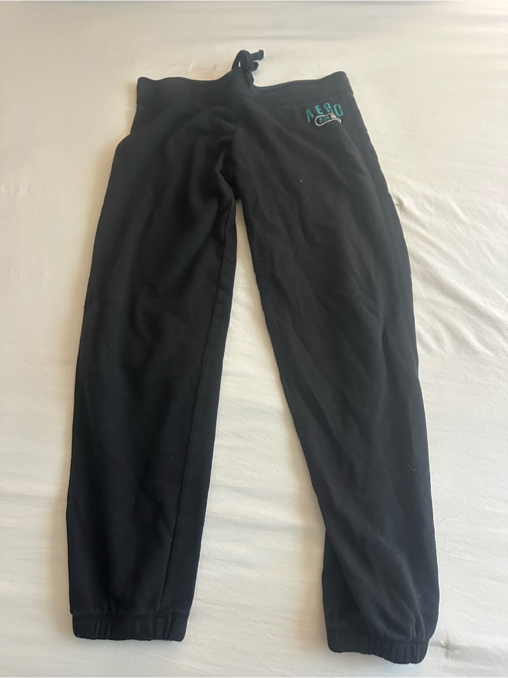 Aeropostale Black Straight-Leg Sweatpants with Teal Logo
